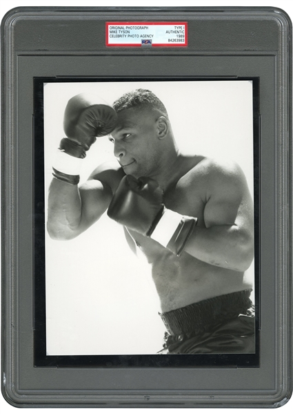 EXTRAORDINARY AUGUST 4, 1989 MIKE TYSON ORIGINAL PHOTOGRAPH TAKEN DURING FILMING OF TOYOTA COMMERCIAL - PSA/DNA TYPE 1