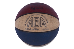 OFFICIAL 1973-74 ABA MIKE STOREN (COMMISSIONER) RED WHITE AND BLUE RAWLINGS BASKETBALL