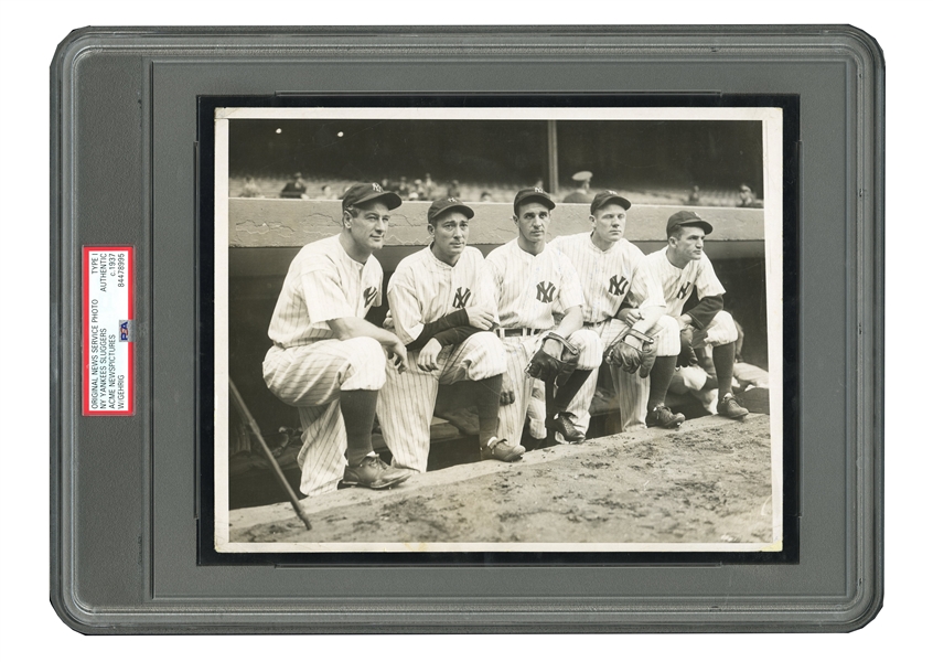 C. 1937 ACME NEWSPICTURES NEW YORK YANKEES SLUGGERS ORIGINAL NEWS SERVICE PHOTO WITH LOU GEHRIG - PSA/DNA TYPE I