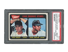 1965 TOPPS #477 CARDS ROOKIE STARS - STEVE CARLTON, FRITZ ACKLEY - PSA NM-MT 8