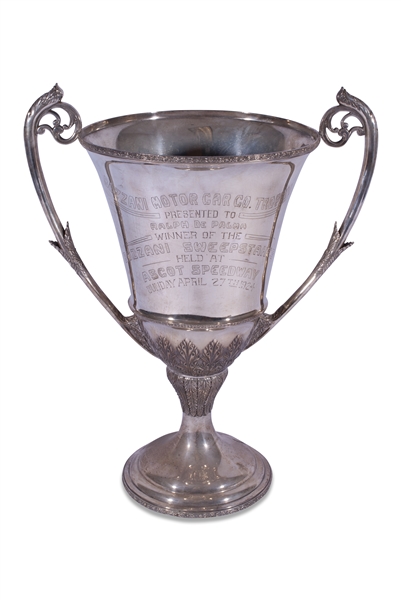 1924 BOZZANI MOTOR CAR CO. 20-INCH TROPHY PRESENTED TO RALPH DEPALMA AT ASCOT SPEEDWAY IN LOS ANGELES, CALIFORNIA