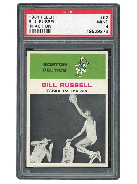 SCARCE 1961 FLEER #52 BILL RUSSELL IN ACTION - PSA MINT 9 - NONE GRADED HIGHER! 