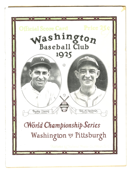 1925 WORLD SERIES PROGRAM PITTSBURGH PIRATES VS. WASHINGTON SENATORS