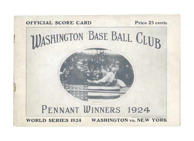 1924 WORLD SERIES PROGRAM NEW YORK GIANTS VS. WASHINGTON SENATORS  WASHINGTON - GAME 2