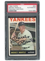 AUTOGRAPHED 1964 TOPPS #50 MICKEY MANTLE - PSA AUTHENTIC