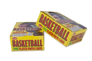 GROUP OF (4) 1990-91 FLEER BASKETBALL BOXES WITH (36) UNOPENED PACKS IN EACH - SET INCLUDES JORDAN, BIRD, MAGIC REGULAR & ALL STAR CARDS