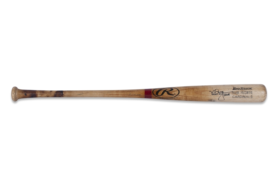 1998 MARK MCGWIRE GAME USED SIGNED & INSCRIBED ADIRONDACK BAT FROM HIS RECORD 70-HR SEASON - PSA/DNA GU 10, LA RUSSA LOA & RESOLUTION PHOTOMATCHED TO TWO GAMES!