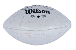 1972 MIAMI DOLPHINS REUNION 17-0 PERFECT SEASON TEAM SIGNED WILSON FOOTBALL - INCL. GRIESE, LITTLE, WARFIELD, SHULA & MORE - JSA LOA