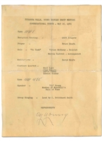 MAY 18, 1941 CY YOUNG AUTOGRAPHED CUYAHOGA FALLS, OHIO CHURCH MEETING AGENDA - JSA LOA