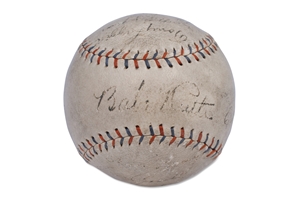 1930 NEW YORK YANKEES PARTIAL TEAM SIGNED BABE RUTH HOME RUN SPECIAL BASEBALL WITH RUTH, GEHRIG, COMBS, LAZZERI & MORE - PSA/DNA LOA