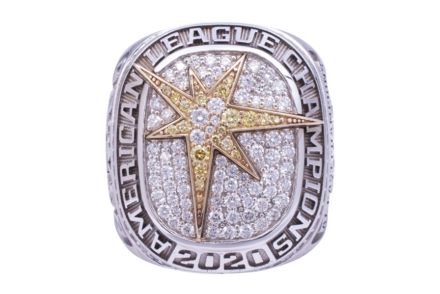 2020 TAMPA BAY RAYS AMERICAN LEAGUE CHAMPIONS 10K GOLD RING WITH DIAMONDS - LETTER FROM STAFF MEMBER