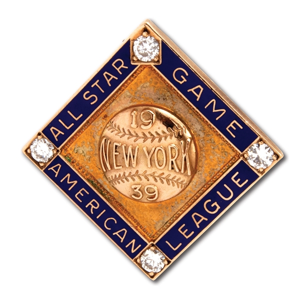 1939 MYRIL HOAG ALL-STAR GAME 10K GOLD PRESENTATIONAL PIN WITH DIAMONDS