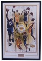 2001 LOS ANGELES LAKERS TEAM SIGNED CHAMPIONSHIP POSTER INCLUDING KOBE BRYANT - PSA/DNA LOA