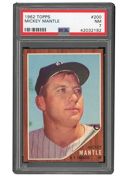 1962 TOPPS #200 MICKEY MANTLE - PSA NM 7