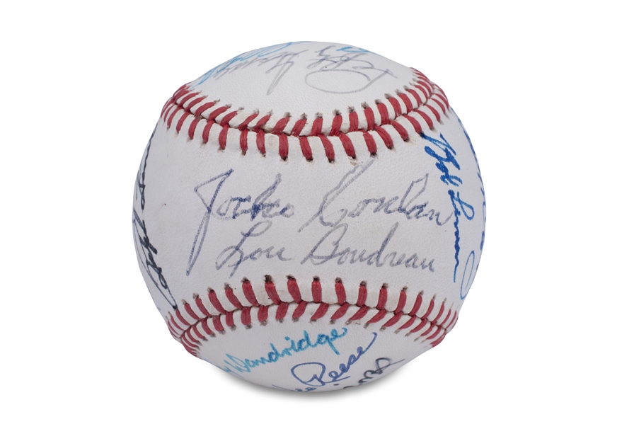 BASEBALL HALL OF FAMERS MULTI SIGNED RAWLINGS ONL (GIAMATTI) BASEBALL - INCL. TED WILLIAMS, MUSIAL, BANKS, L. GOMEZ, STARGELL, MCCOVEY, REESE, KINER & MORE - JSA LOA