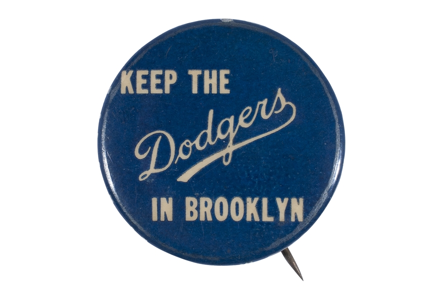 SCARCE 1957 "KEEP THE DODGERS IN BROOKLYN" PIN