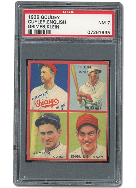 1935 GOUDEY CUYLER, ENGLISH, GRIMES, KLEIN - PSA NM 7 (ONLY ONE HIGHER)