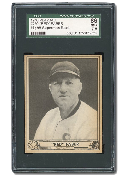 1940 PLAY BALL #230 "RED" FABER - SGC 86 NM+ 7.5