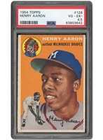 1954 TOPPS #128 HENRY AARON MILW. BRAVES ROOKIE CARD - PSA VG-EX+ 4.5