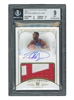 2014 NATIONAL TREASURES GOLD #103 JOEL EMBIID ROOKIE JERSEY PATCH  AUTO (21/25) - BGS MINT 9, 10 AUTO.