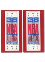 PAIR OF FEBRUARY 2, 1988 NBA ALL-STAR GAME CHICAGO  PROTOTYPE ENCAPSULATED GAME TICKETS - FROM PERSONAL COLLECTION OF FORMER NBA EXEC. ADRIAN  DE GROOT