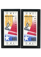 PAIR OF FEBRUARY 12, 1989 NBA ALL-STAR GAME HOUSTON ASTRODOME PROTOTYPE ENCAPSULATED GAME TICKETS - FROM PERSONAL COLLECTION OF FORMER NBA EXEC. ADRIAN  DE GROOT