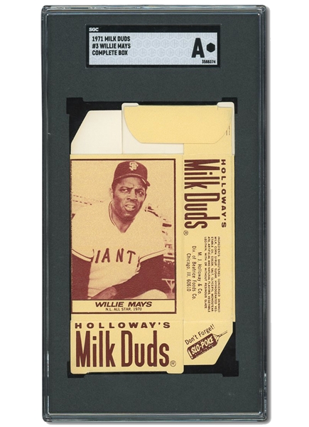1971 MILK DUDS #3 WILLIE MAYS SAN FRANCISCO GIANTS COMPLETE BOX - SGC AUTHENTIC