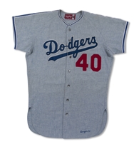 1971 BILL SINGER LOS ANGELES DODGERS GAME WORN ROAD JERSEY (RARE ONE-YEAR STYLE)