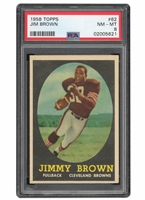 1958 TOPPS #62 JIM BROWN ROOKIE - PSA NM-MT 8