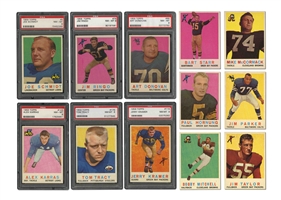 1959 TOPPS FOOTBALL NEAR COMPLETE & PARTIALLY GRADED SET (174/176) - 61 GRADED NM-MT 8 OR HIGHER