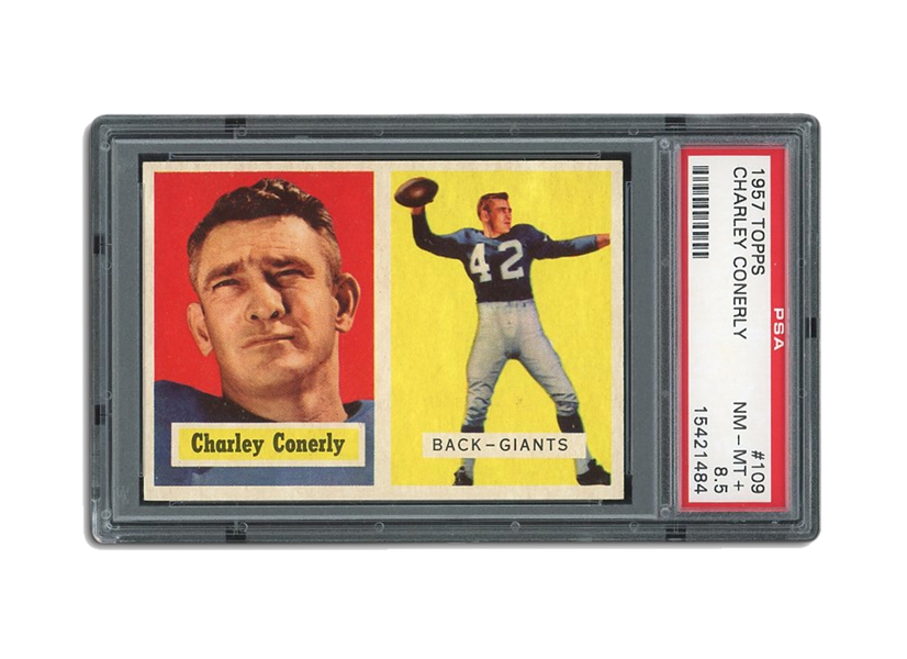 1957 TOPPS FOOTBALL #109 CHARLIE CONERLY - PSA NM-MT+ 8.5 