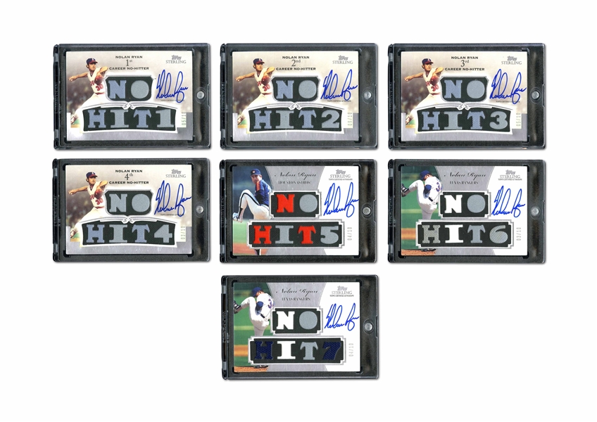 RARE COMPLETE SET OF (14) 2006 TOPPS NOLAN RYAN STERLING MOMENTS NO HITTERS ONE THROUGH SEVEN! - SEVEN AUTOGRAPHED!