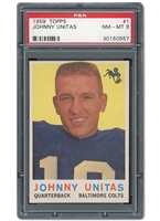1959 TOPPS #1 JOHNNY UNITAS - PSA NM-MT 8