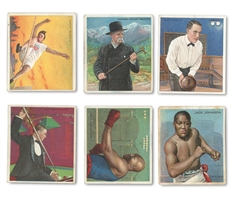 1910 T218 MECCA CIGARETTES MULTI-SPORT CHAMPION ATHLETES - COMPLETE SET OF (153) CARDS - BOXING (BOTH JACK JOHNSONS), GOLF, TRACK & FIELD, MORE - MOST GD TO VG