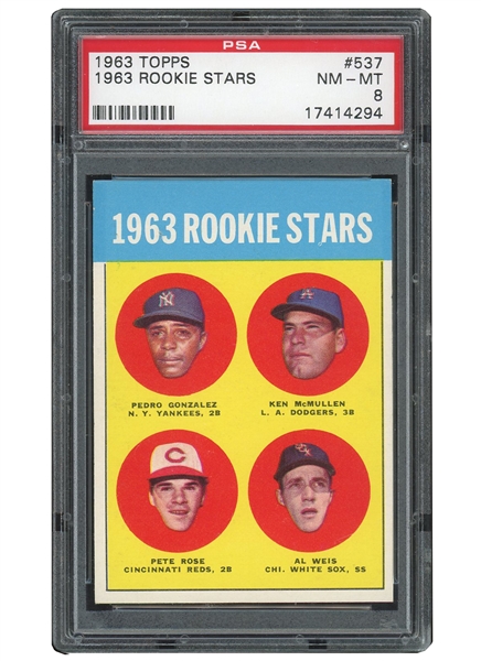 1963 TOPPS #537 ROOKIE STARS PETE ROSE - PSA NM-MT 8
