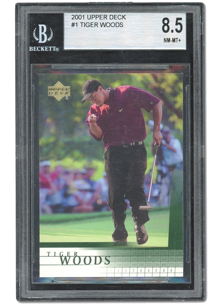 COLORFUL 2001 UPPER DECK #1 TIGER WOODS - BGS NM-MT+ 8.5