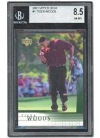 COLORFUL 2001 UPPER DECK #1 TIGER WOODS - BGS NM-MT+ 8.5