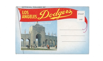 ORIGINAL 1959 LOS ANGELES DODGERS FLIP DOWN POSTCARDS WITH 12 PLAYERS INCL. KOUFAX, DRYSDALE & HODGES