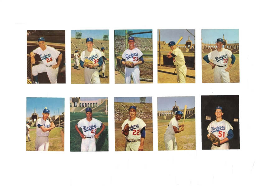 1960 MORRELL MEATS LOS ANGELES DODGERS NEAR SET (10 OF 12) - INC. KOUFAX, DRYSDALE - ALL GOOD TO VG-EX - MISSING ONLY HODGES, SNIDER 