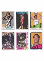 GROUP OF (6) 1972-1975 TOPPS BASKETBALL ROOKIES  - 72 #180 GILMORE, #183 MCGINNIS; 73 #135 MCADOO; 74 #196 GERVIN; 75 #135 DREW, #254 MALONE - PRESENT AS EX TO EX-NM  (CANADA 150)