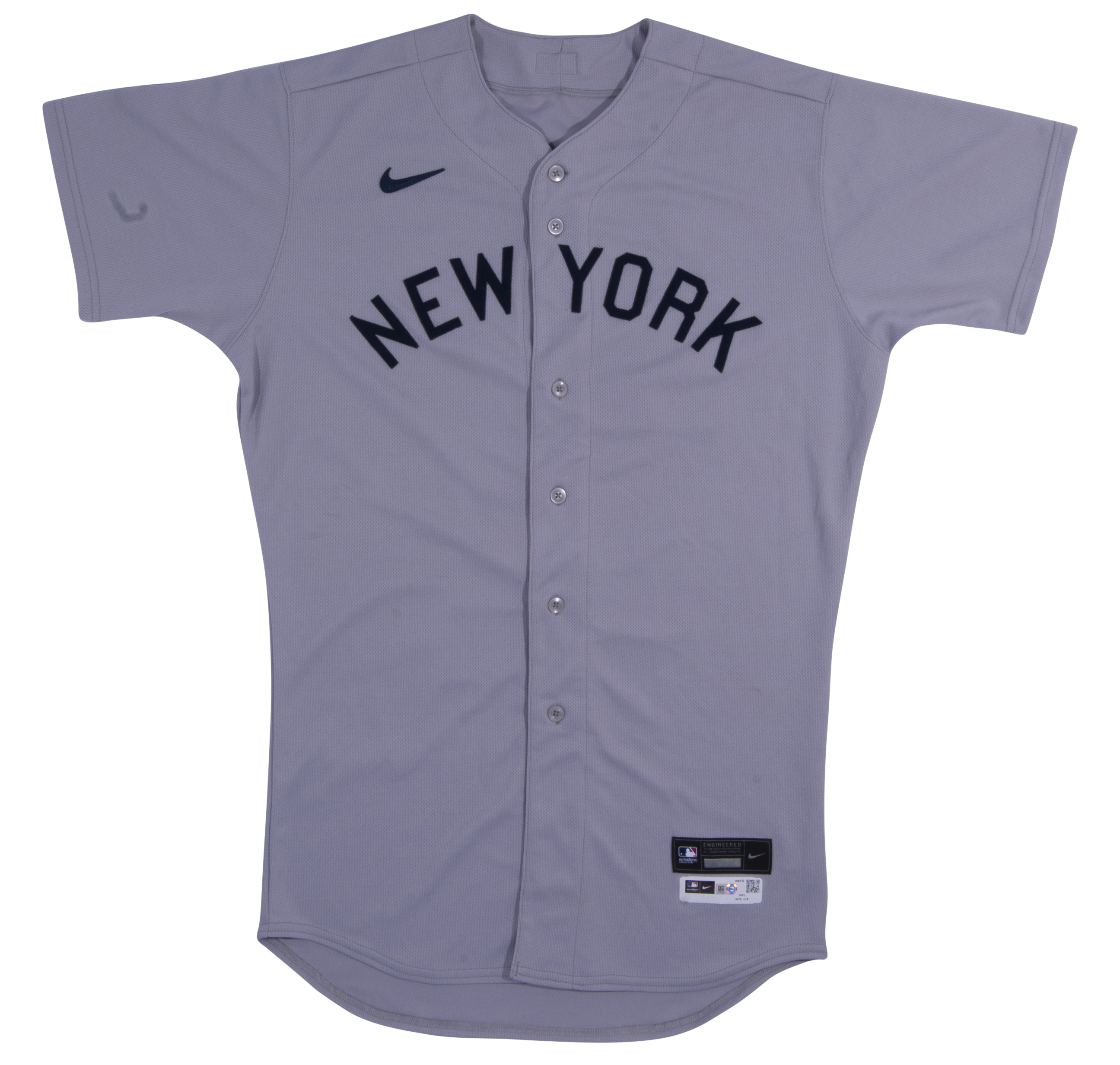 Yankees Official 2021 MLB Jersey in White/Navy Pinstripe