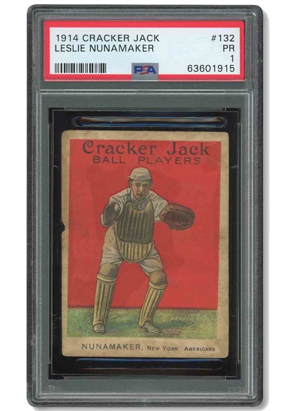 1914 CRACKER JACK #132 LESLIE NUNAMAKER - PSA PR 1
