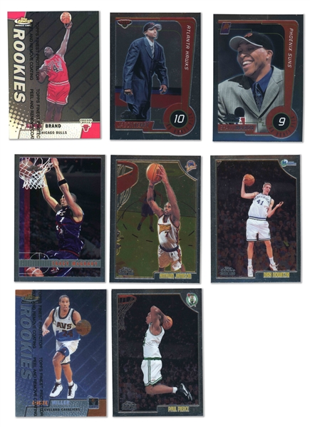 GROUP OF (8) 1997-2000 BASKETBALL ROOKIE CARDS - INCL. 1998-99 TOPPS CHROME NOWITZKI & PIERCE (CANADA 150) - PRESENT AS NM OR BETTER