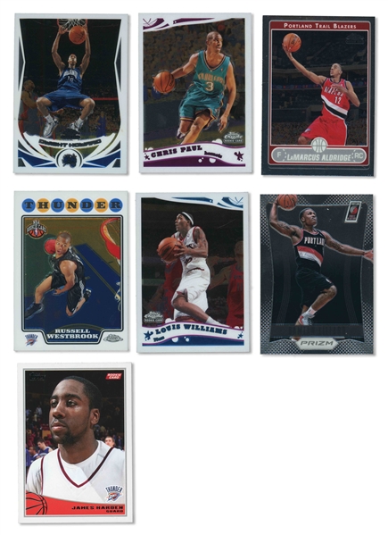 GROUP OF (7) 2004-12 BASKETBALL ROOKIE CARDS - INCL. 2005 TOPPS CHROME PAUL & 2009 TOPPS HARDEN (CANADA 150) - PRESENT AS NM OR BETTER