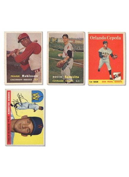 GROUP OF (4) 1955-58 TOPPS BASEBALL ROOKIE CARDS - 55 #124 KILLBREW; 57 #35 F. ROBINSON, #212 COLAVITO; 58 #343 CEPEDA - PRESENT AS VERY GOOD TO VG-EX (CANADA 150)
