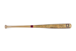 BASEBALL HALL OF FAME BAT AUTOGRAPHED BY 50+ INCL. MANTLE, WILLIAMS, MUSIAL, AARON, BANKS AND MORE - BECKETT LOA