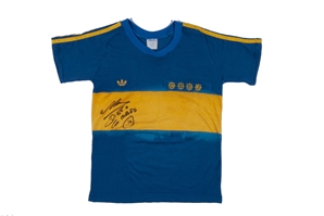 EARLY CAREER 1981 DIEGO MARADONA MATCH WORN, SIGNED & INSCRIBED BOCA JUNIORS JERSEY - LETTER OF PROVENANCE, MEARS A10 & BECKETT LOA