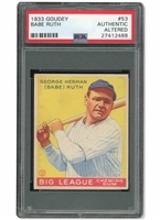 1933 GOUDEY #53 BABE RUTH - PSA AA PAIRED WITH UNIQUE PSA ENCAPSULATED ORIGINAL LIBRARY OF CONGRESS COPYRIGHT CARD FOR THIS #53 GOUDEY CARD