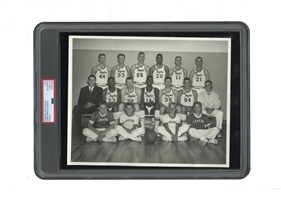 1960-61 LOS ANGELES LAKERS ORIGINAL TEAM PHOTOGRAPH WITH ROOKIE JERRY WEST, ELGIN BAYLOR, HOT ROD HUNDLEY - PSA/DNA TYPE I