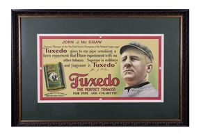 CIRCA 1910 JOHN MCGRAW TUXEDO TOBACCO TROLLEY CAR PROOF ADVERTISING SIGN - ONLY KNOWN EXAMPLE! - EX HALPER COLLECTION